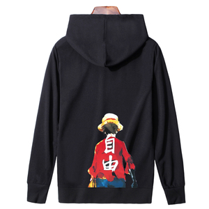 W101P40春秋加绒动漫海贼王卫衣男情侣衣服宽松青少年潮流外套