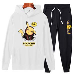 YD104 P70 皮卡丘卫衣男连帽一套衣服帅气男孩春秋季休闲套装外套图片