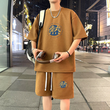 ZT113*P48中式休闲运动套装男生夏季潮牌痞帅短袖T恤五分裤两件套，男装T恤，星座414A（原B215）