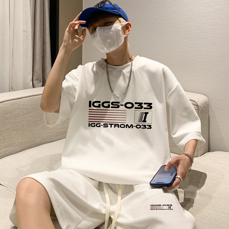 ZT90*P48华夫格短袖套装男夏季运动短裤一套搭配帅气休闲两件套潮，商品下架区商品下架区，星座414A（原B215）