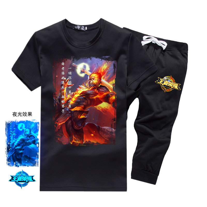 TZ66王者游戏荣耀皮肤衣服T恤运动套装短袖上衣半袖两件套潮,男装T恤,星座414A（原B215）