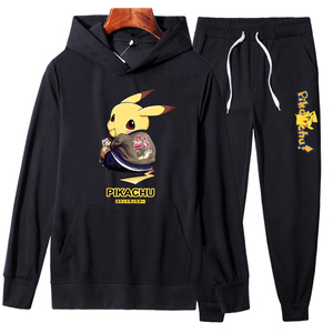YD104P70皮卡丘卫衣男连帽一套衣服帅气男孩春秋季休闲套装外套