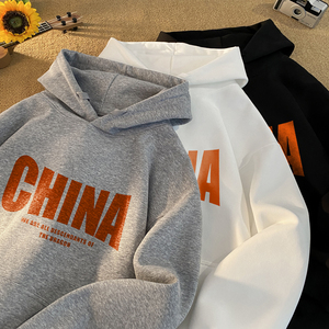 LT24*P45美式重磅潮牌刺绣连帽卫衣男宽松春秋季高街休闲百搭上衣图片