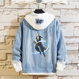 J10*秋冬连帽卫衣夹克男日系动漫海贼王印花卫衣港风牛仔外套，男装夹克，星座414A（原B215）