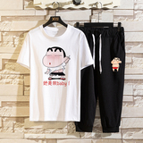 蜡笔小新联名休闲两件套装潮牌INS衣服2021夏季新款短袖T恤男P40，男装T恤，星座414A（原B215）