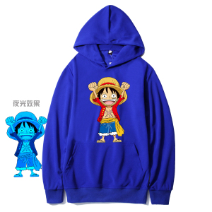 W22*连帽卫衣男潮流ins秋季海贼王卡通印花宽松外套青少年上衣图片