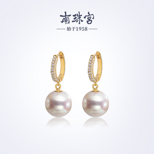 瑶光925银淡水珍珠耳环强光圆形珍珠耳钉年轻款送女友C-BHAE150SD