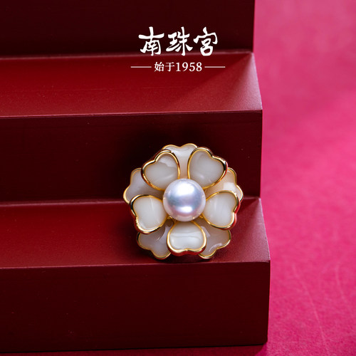 南珠宫新款小花淡水珍珠胸花别针低调雅致小众设计感胸针 H090D