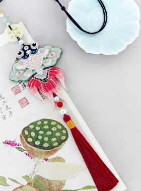 古风刺绣锦鲤汉服压襟挂件流苏