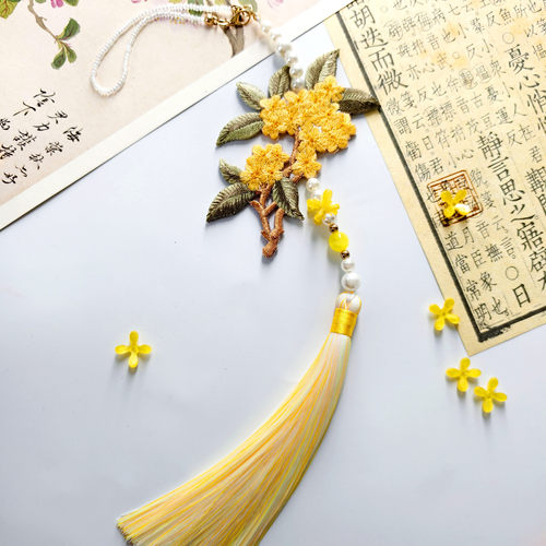 侠古与梦古风双面刺绣桂花挂件