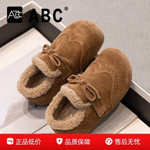 ABC女童勃肯鞋大棉鞋2025新款冬季加绒儿童雪地靴公主鞋宝宝棉靴