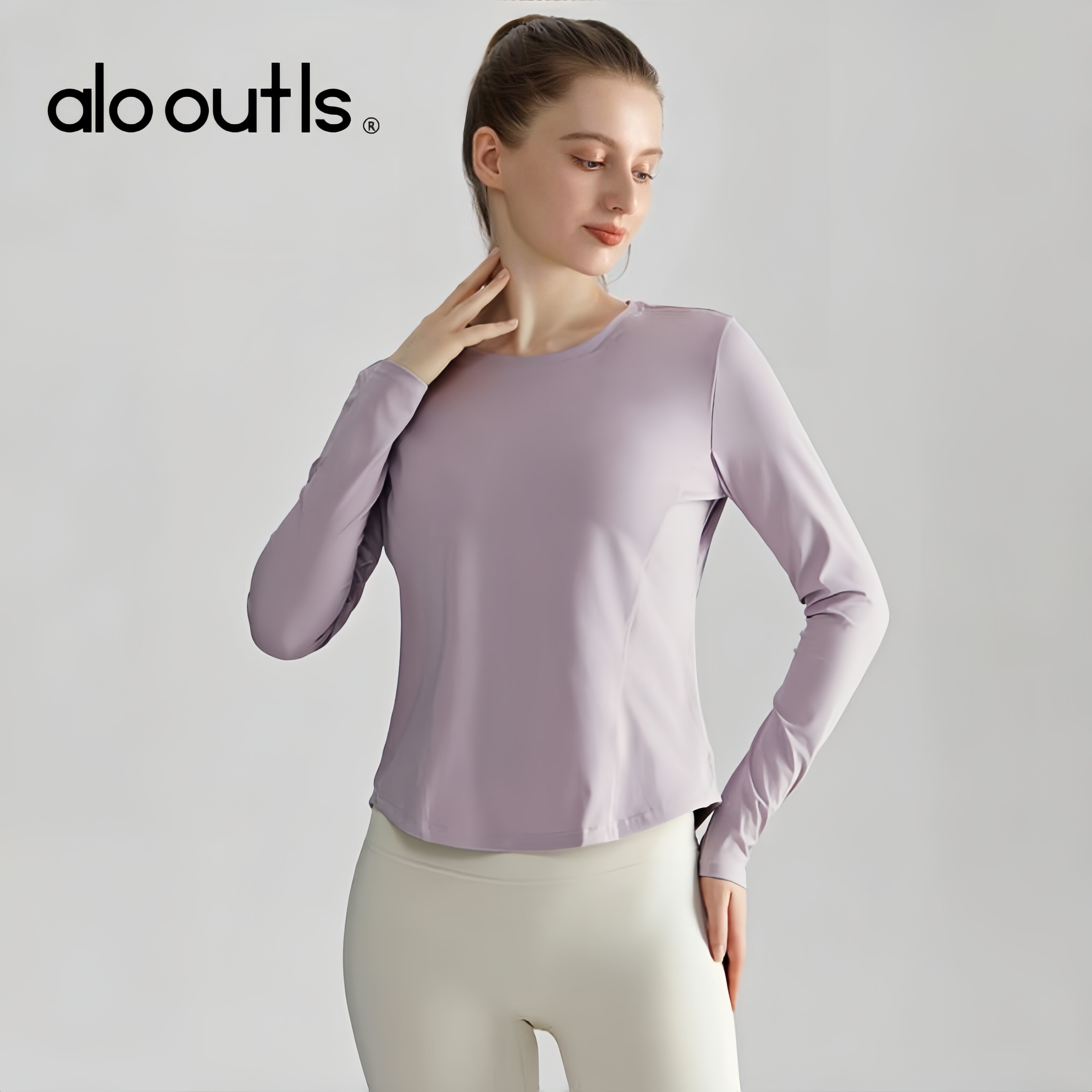 alo outls官方奥莱店裸感健身上衣长袖修身透气显瘦运动瑜伽服女