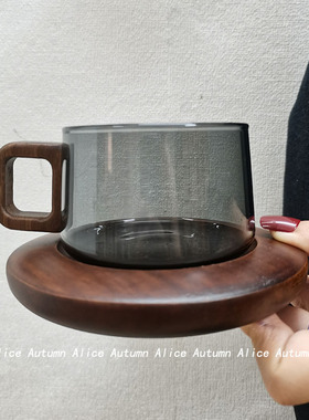 耐热玻璃咖啡杯高档精致套装中古小众设计感下午茶水杯拉花拿铁杯