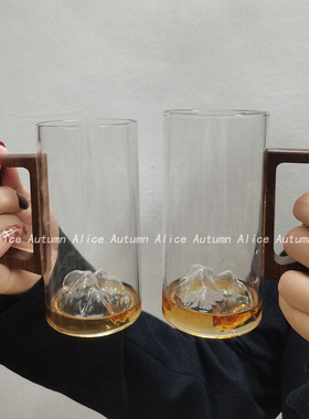 耐高温泡茶杯带把观山杯冰美式拿铁咖啡杯玻璃杯家用饮品喝水杯子