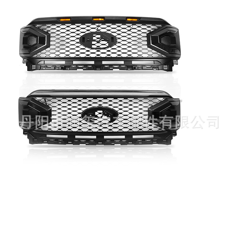 适用21款福特猛禽F150改装黑寡妇款前中网带灯前网格中网配件
