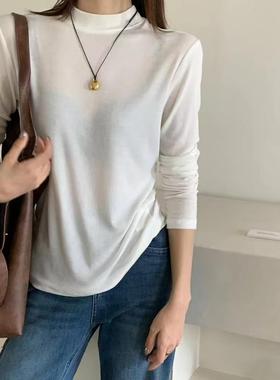 只做正品  RUNXI 闰熙54410半高领天丝细羊毛T恤上衣显瘦打底衫女