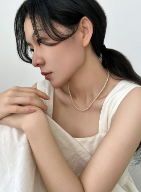 天然珍珠项链女强光不规则叠戴项链轻奢气质高级感百搭珍珠项链