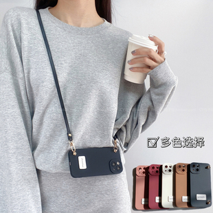 新款小众高级感标签背带挂绳斜挎手机壳适用小米14/13软壳红米note13Pro/12Turbo/3全包防摔k70k60女civi4pro