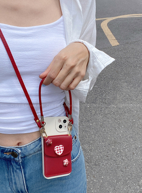 浪漫来信~原创小众设计氛围感卡包适用iPhone16ProMax手机壳苹果15pro斜挎背带1314pm手提绳12新款11全包软壳