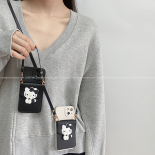 凯蒂猫卡包适用荣耀80Pro手机壳90斜挎荣耀50卡通x40/x30i背带挂绳magic4保护套v30pro硅胶防摔x10/9x情侣壳