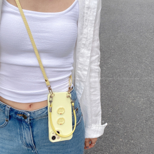 【超甜的黄油苹果】ins奶油黄色硅胶软壳适用iPhone16promax苹果15pro手机壳14斜挎手提绳13简约12甜美11全包