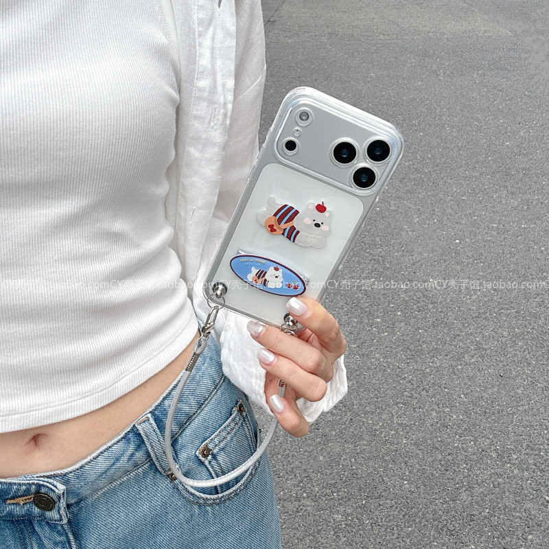 趣味可爱西高地狗狗折叠支架适用OPPOReno15/14/13手机壳findx9/x8/x7卡通透明壳A6腕带挂绳A5pro手提防摔k13