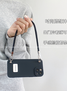新款简约高级感黑色手提挂绳手机壳适用opporeno12/11/9小众全包防摔findX7保护套A3pro女款K12纯色A97软硅胶