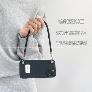 新款简约高级感黑色手提挂绳手机壳适用opporeno12/11/9小众全包防摔findX7保护套A3pro女款K12纯色A97软硅胶