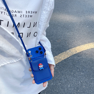 克莱因蓝卡通麦麦小新卡包适用小米17/15手机壳红米note15/14/13pro全包k90k80k70斜挎绳turbo4pro超好看civi