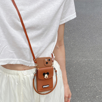 可爱米老鼠卡包斜挎手提手机壳