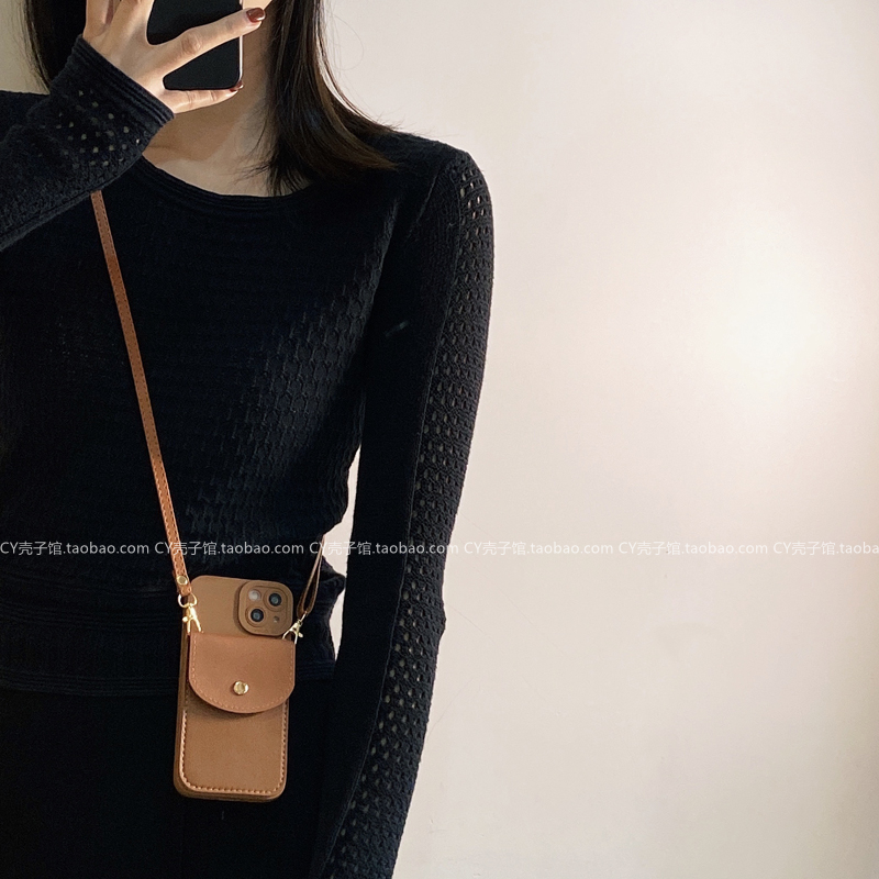 ins风简约百搭纯色斜挎卡包适用荣耀100/90pro保护套80gt背带70/60/50pro挂绳magic6/5全包防摔x50i软x40/x30