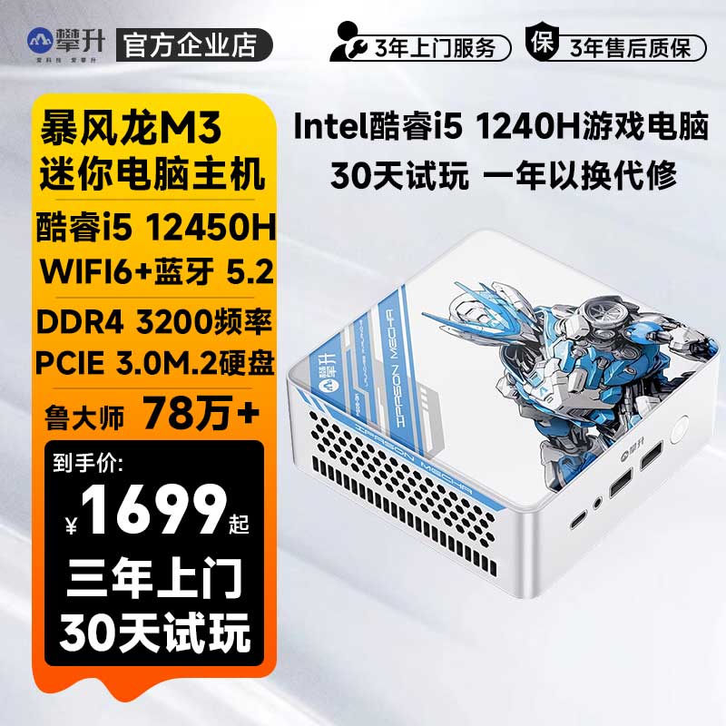 人气王IPASON攀升暴风龙M3迷你12代i5掌上主机12450H电脑miniPC机 品牌台机/品牌一体机/服务器 台式整机 原图主图