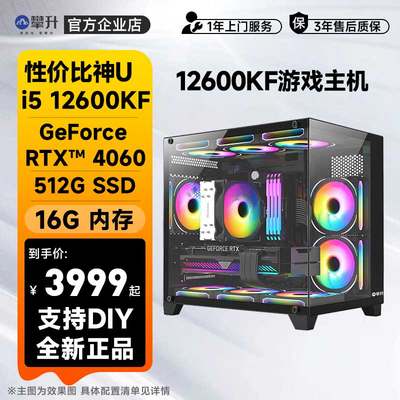 攀升i5 12600KF主机 RTX4060 RX6650XT游戏光追台式电脑DIY组装机