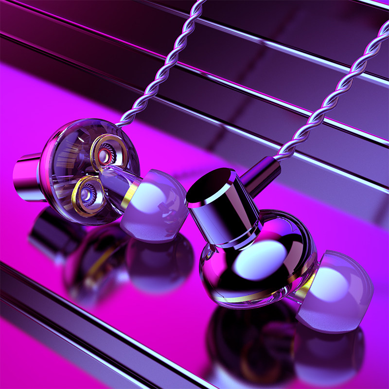 四核双动圈耳机入耳式重低音手机通用高音质k歌hifi有线降噪监听重