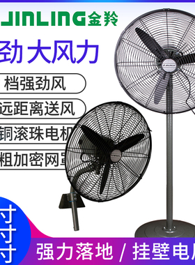 金羚工业风扇强力落地扇大功率壁扇金属电风扇工厂商用烧烤牛角扇