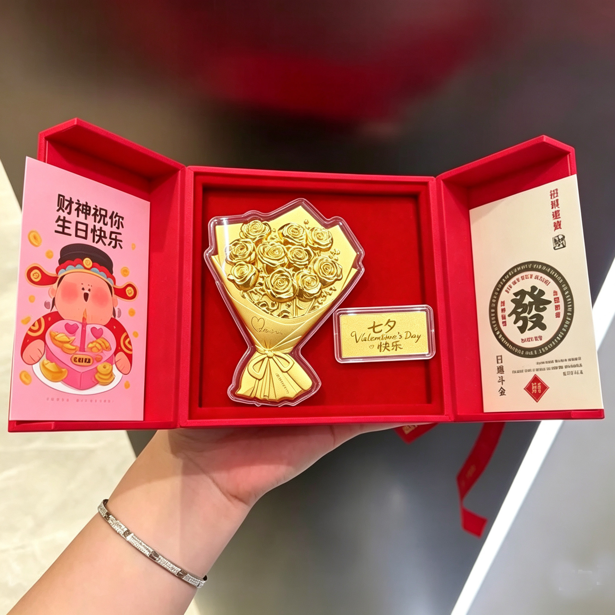 水贝黄金玫瑰花束金片七夕情人节礼物送女友老婆闺蜜实用生日礼物