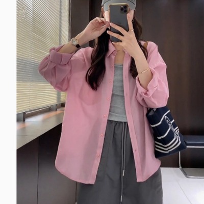 韩系长袖衬衣女款2025新款爆款夏季防晒衬衫薄款轻奢高级感上衣女