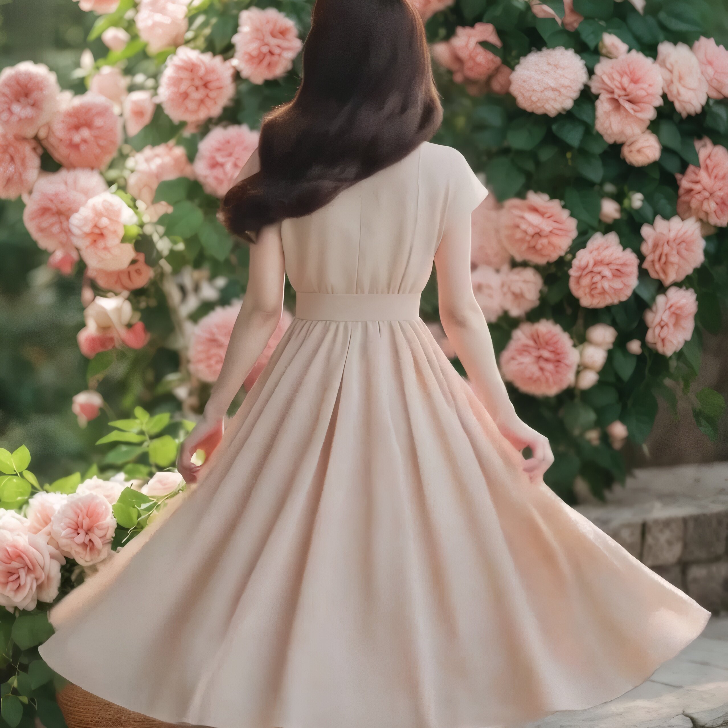 v领纯色雪纺连衣裙女2025新款夏季收腰气质高级感轻熟风中长裙子