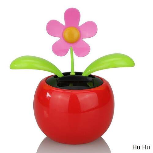 (送防滑垫)太阳能自动摇摆太阳花摇头苹果花车内装饰品汽车摆件