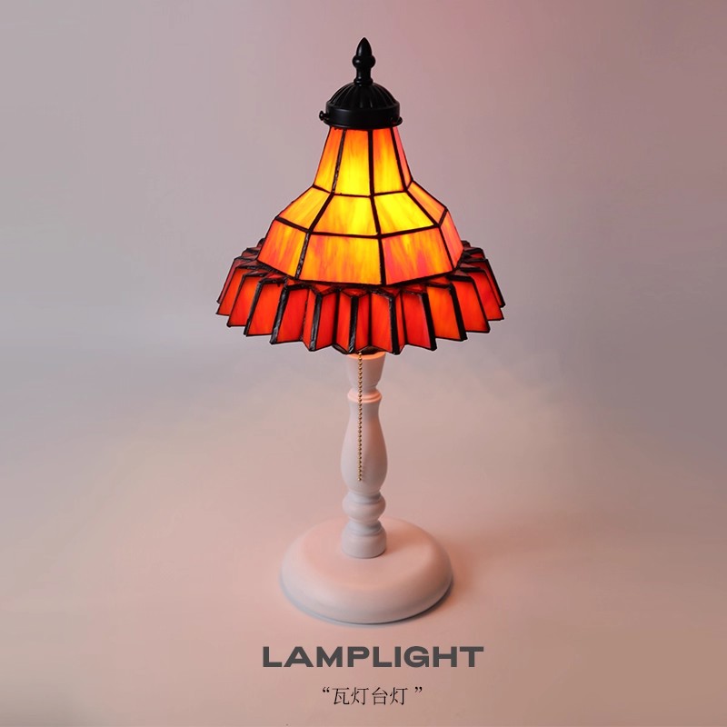 [瓦灯]地中海复古装饰台灯美式客厅卧室书房床头装饰三色调光台灯