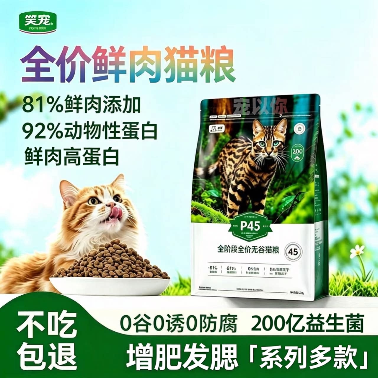 笑宠全价鲜肉高蛋白猫粮增肥发腮图片