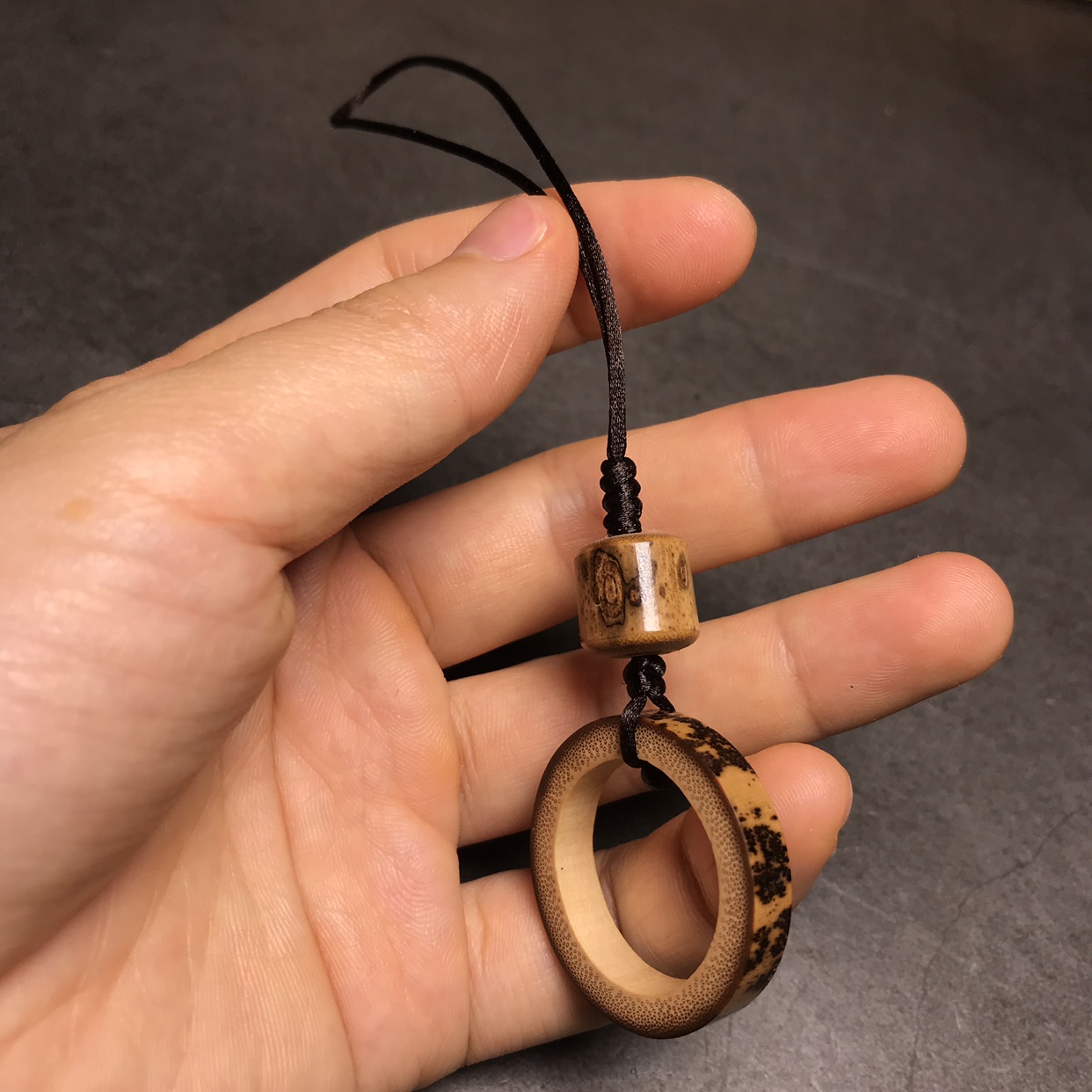 高密度梅鹿竹桶珠配芝麻竹圈吊坠秀眼鸟笼挂圈吊环挂件竹圈挂件