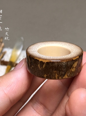 梅鹿竹尾戒 复古斑竹戒指小戒圈 文艺斑竹尾戒竹子戒指竹圈跑环