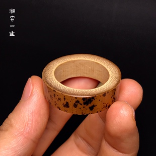 两个！多年老料芝麻竹圈竹环文玩斑竹戒圈戒指秀眼鸟笼吊环竹子环