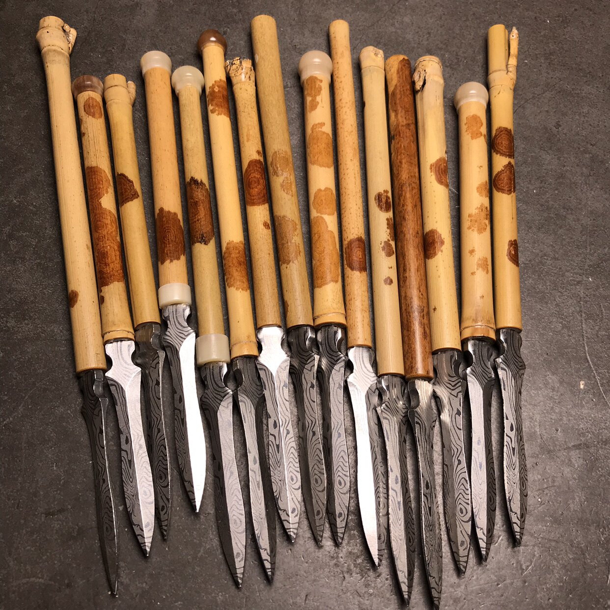 湘宅一生原创手工古朴红湘妃竹大马士革普洱茶刀香妃竹节竹子茶具