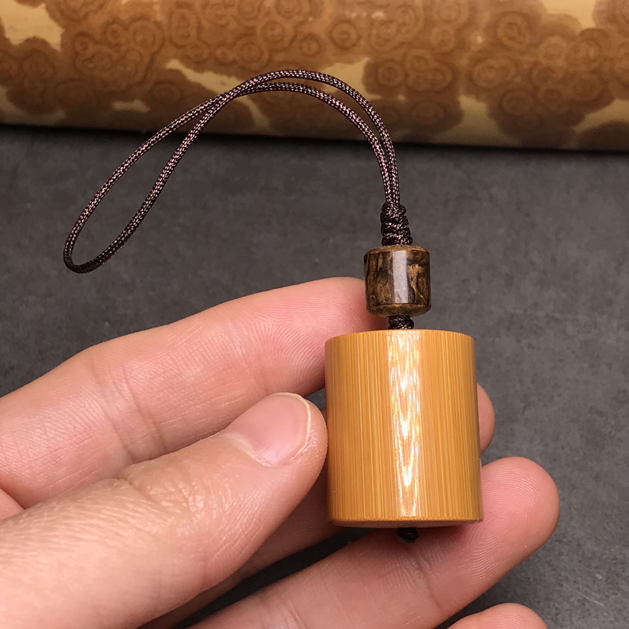 精工实心竹小吊坠挂件手把件配梅