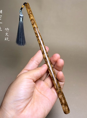 文艺复古梅鹿竹书签 手工斑竹书签手把件 文玩梅鹿竹摆件书签竹牌