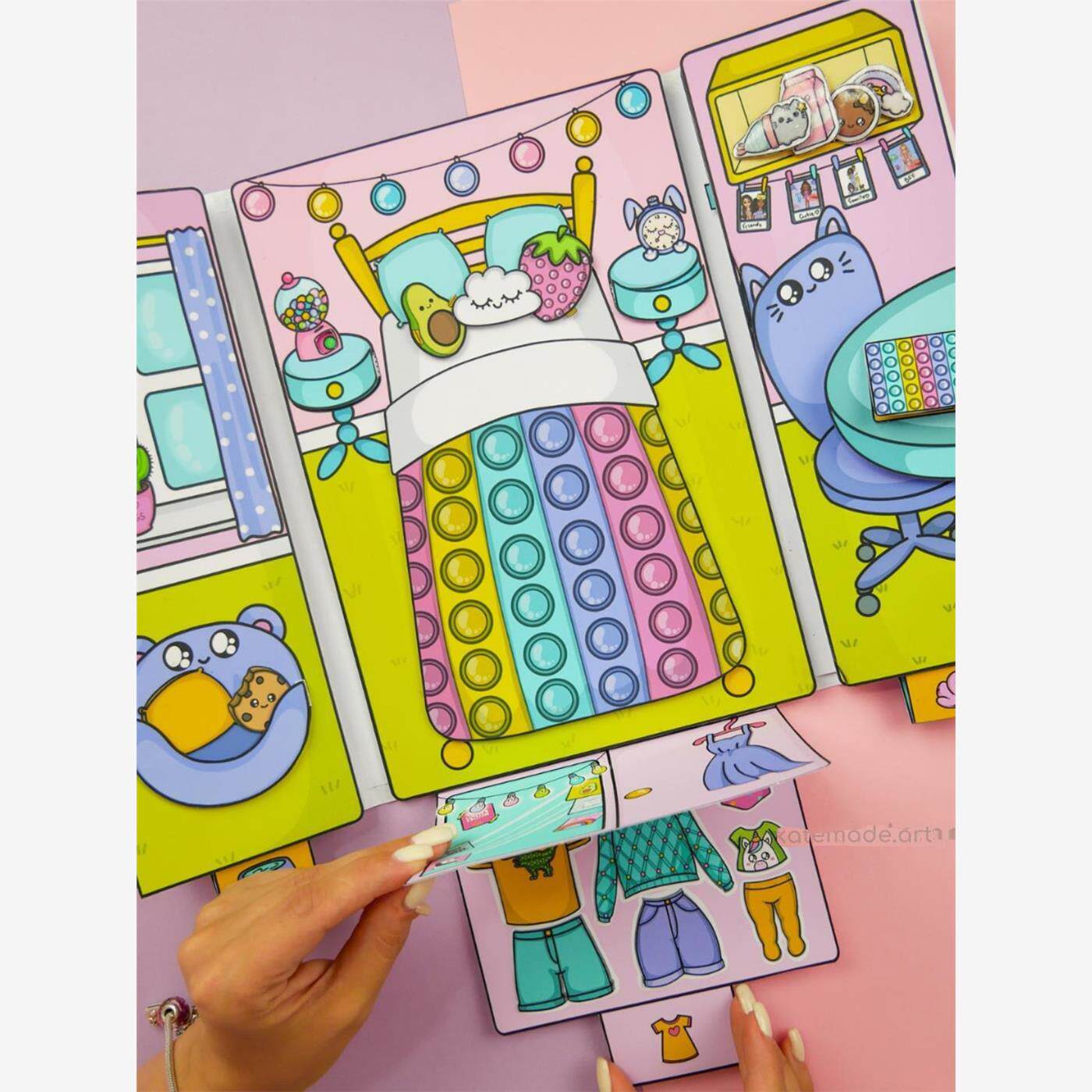 韩国换装纸片人潮流小屋手工材料解压益智手工玩具书安静书豆豆本