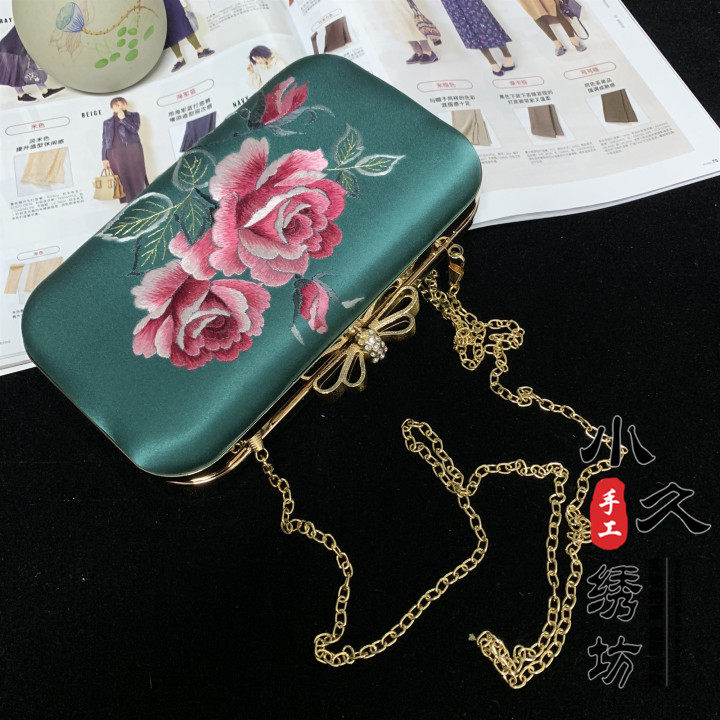 苏州刺绣手工绣真丝苏绣手拿包单肩晚宴包中国特色手工艺品配旗袍