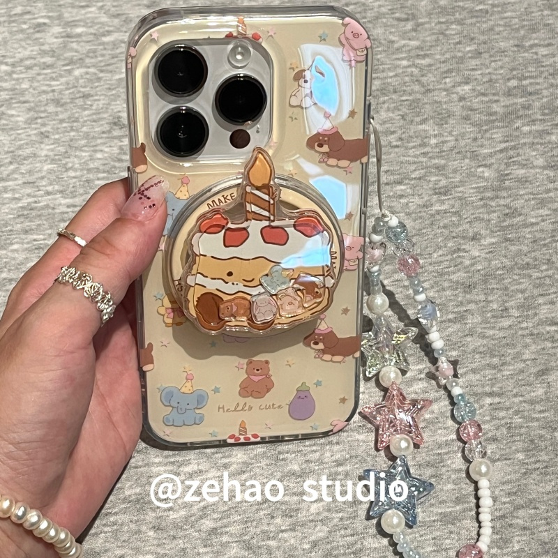ZEHAO*ins磁吸奶黄满屏jellycat双层印花韩系14适用iphone16promax苹果16pro手机壳苹果16/15Promax保护套1女